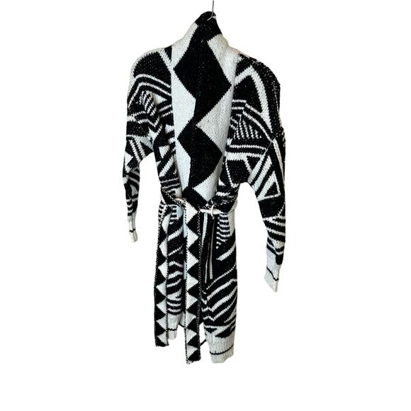 Anthropologie black/white Long line‎ belted sweater - Picture 1 of 3